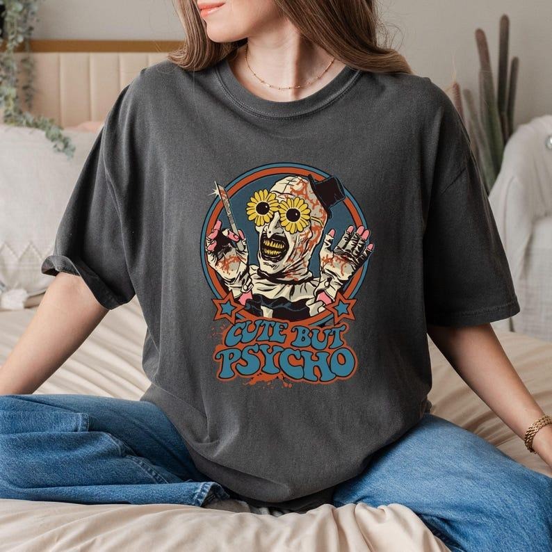 Cute But Psycho Clown Terrifier Halloween Spooky - Adult & Kids T-Shirts, Sweatshirts & Hoodies apparel design preview 1