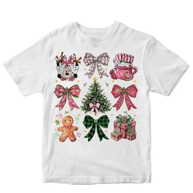 Cute Coquette Bows Gingerbeard Tree Cartoon Merry - Adult & Kids T-Shirts, Sweatshirts & Hoodies apparel design preview 1
