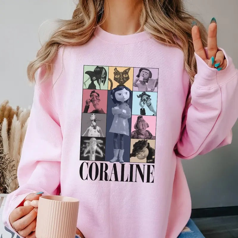 Cute Coraline Spooky Movie Halloween Yellow Coat Doll - Adult & Kids T-Shirts, Sweatshirts & Hoodies apparel design preview 1