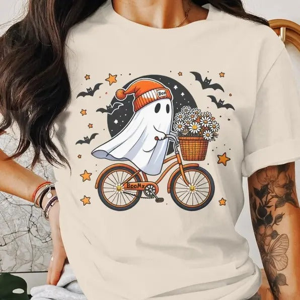 Cute Ghost Halloween Fall Spooky Season Retro Her - Adult & Kids T-Shirts, Sweatshirts & Hoodies apparel design preview 1