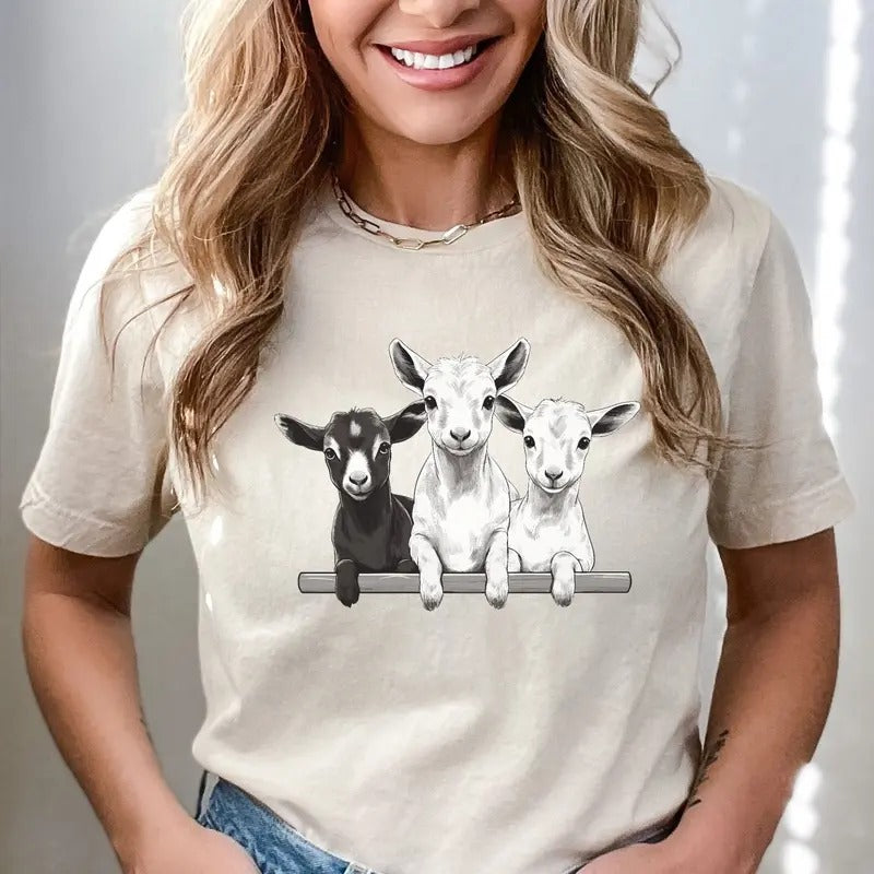 Cute Goats Funny Goat Farm Animal Farmer Girl - Adult & Kids T-Shirts, Sweatshirts & Hoodies apparel design preview 1