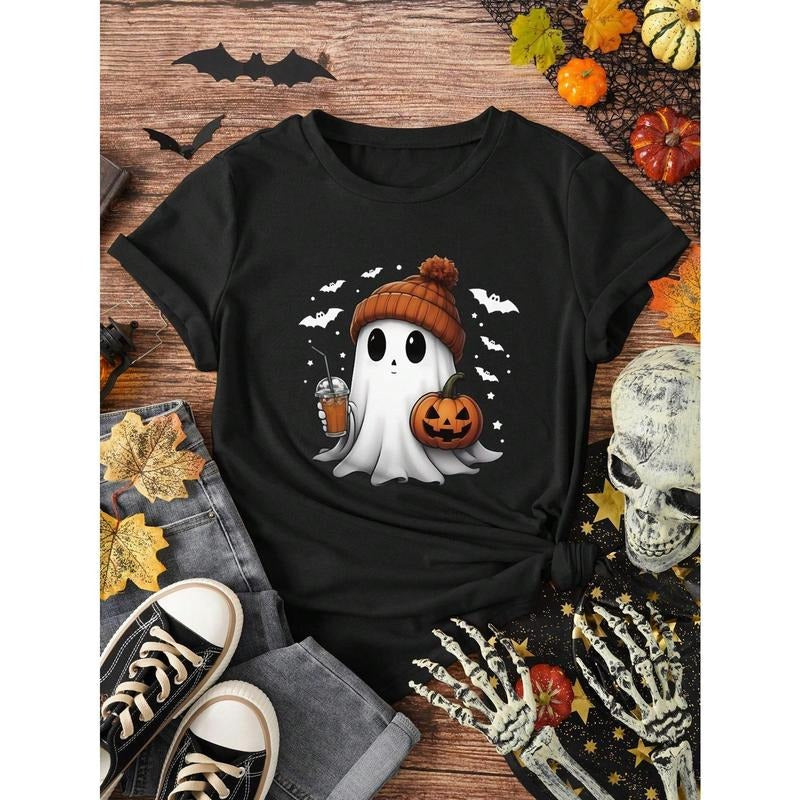 Cute Halloween Ghost Pumpkin Short Sleeve Casual - Adult & Kids T-Shirts, Sweatshirts & Hoodies apparel design preview 1