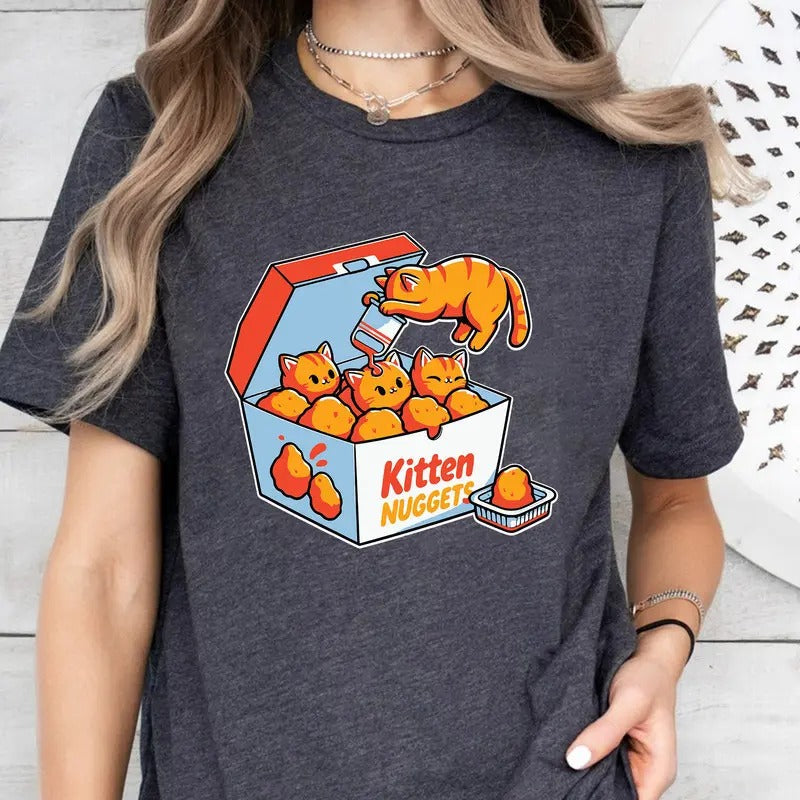Cute Kitten Nuggets Funny Cat Food Illustration - Adult & Kids T-Shirts, Sweatshirts & Hoodies apparel design preview 1