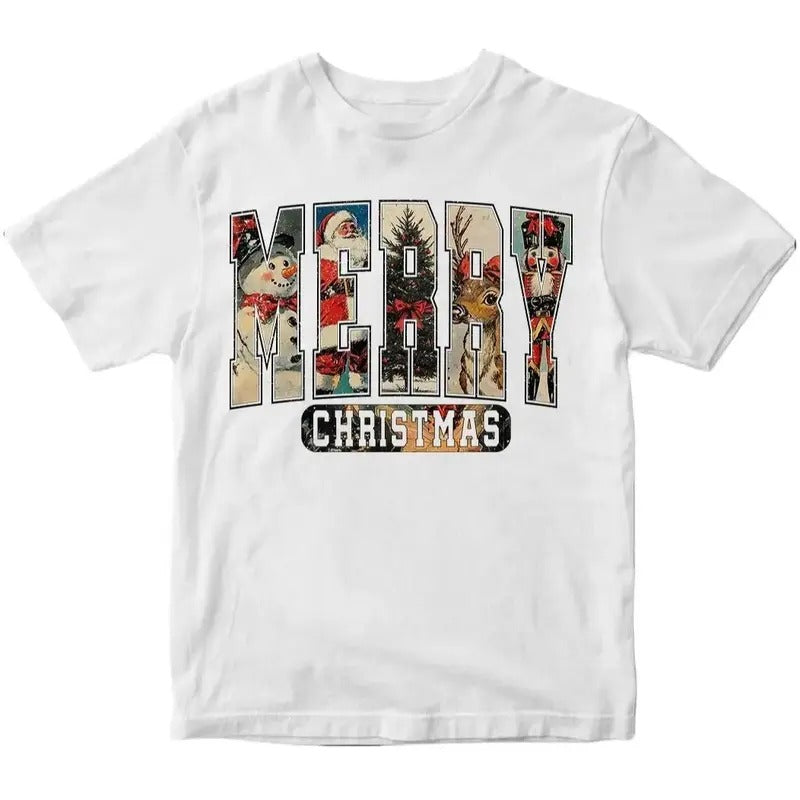 Cute Merry Santa Claus Snowman Tree Reindeer - Adult & Kids T-Shirts, Sweatshirts & Hoodies apparel design preview 1