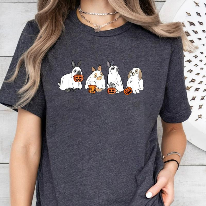 Cute Rabbit Ghost Halloween Bunny Spooky Season - Adult & Kids T-Shirts, Sweatshirts & Hoodies apparel design preview 1