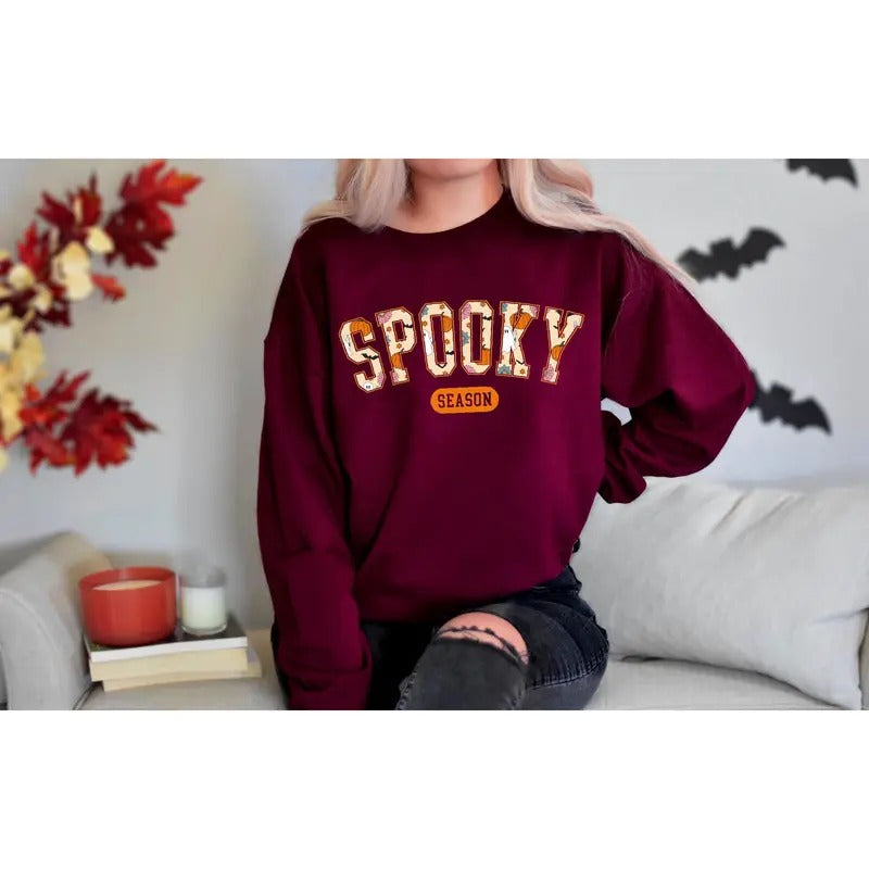 Cute Spooky Season Sweatshirthalloween Halloween Fall - Adult & Kids T-Shirts, Sweatshirts & Hoodies apparel design preview 1