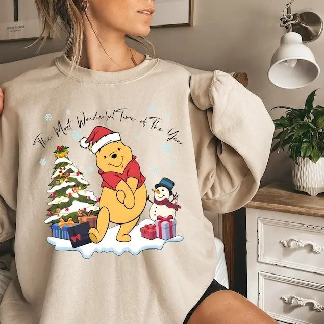 Cute Winnie Retro Cozy Xmas Girly - Adult & Kids T-Shirts, Sweatshirts & Hoodies apparel design preview 1