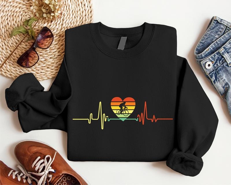 Cycling Heartbeat Heart Bicycle Lover Matching Rider - Adult & Kids T-Shirts, Sweatshirts & Hoodies apparel design preview 1