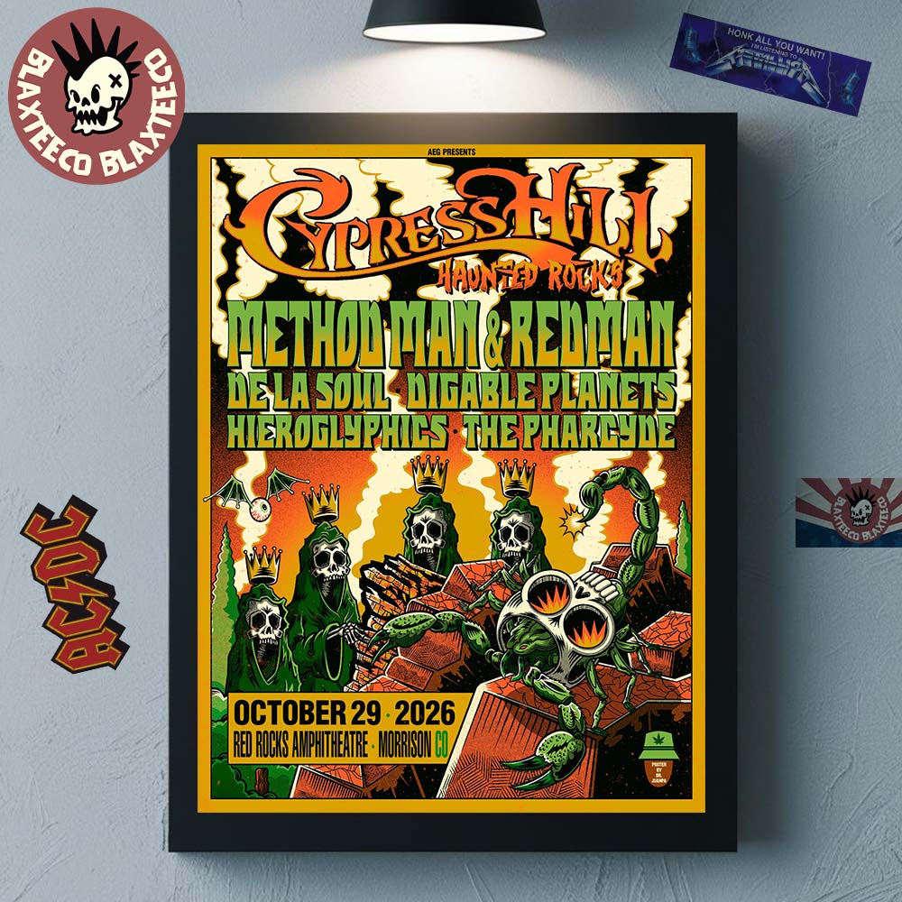 Cypress Hill Haunted Rocks 2026 At Red Amphitheatre - Adult & Kids T-Shirts, Sweatshirts & Hoodies apparel design preview 1