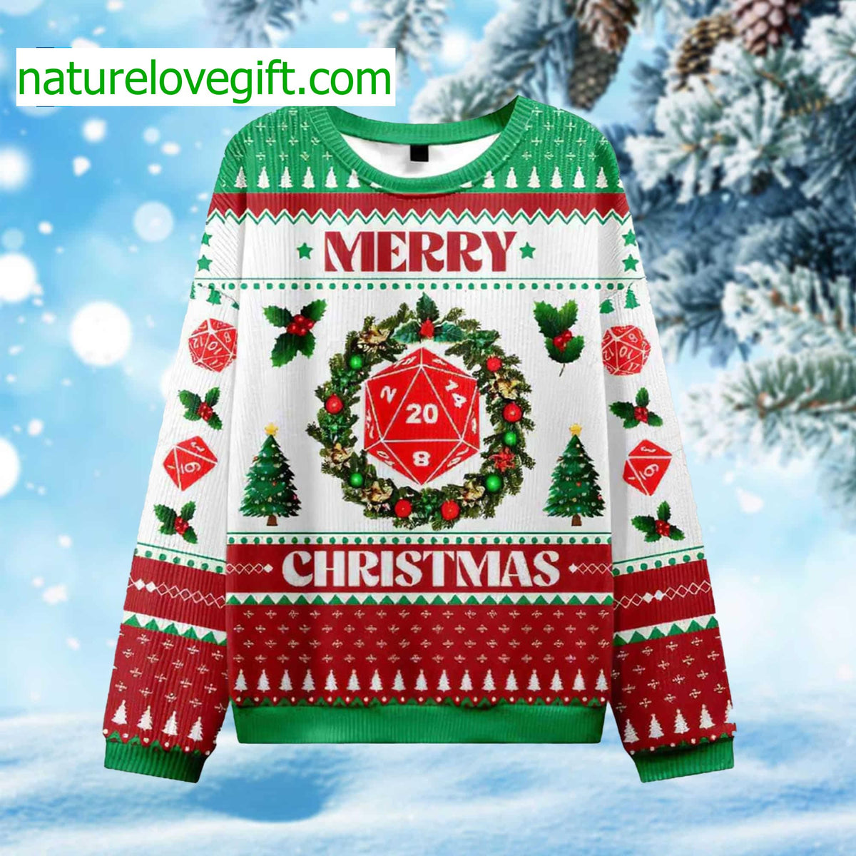 D20 Merry Ugly Christmas Sweater - Holiday Gift product image