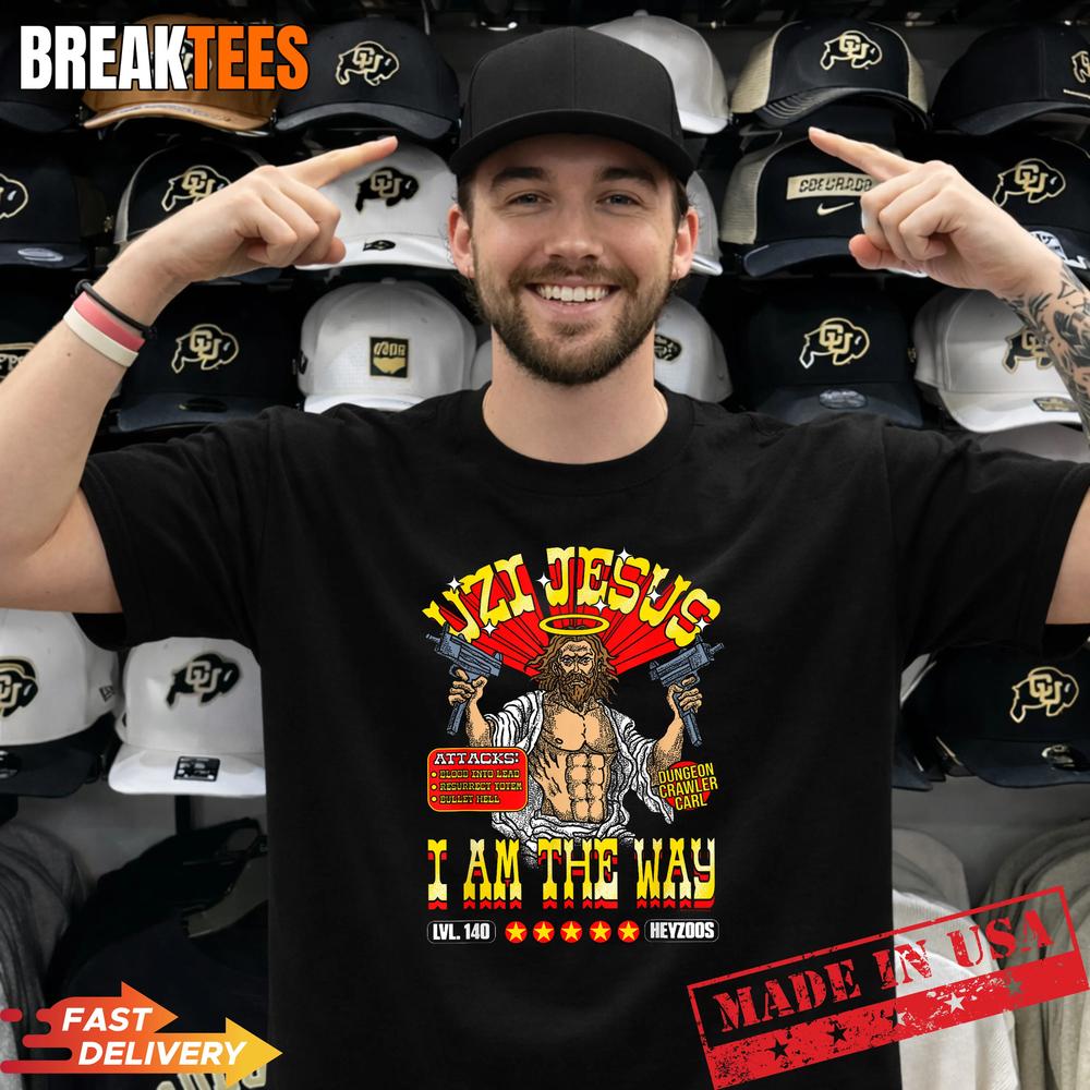 DCC Uzi Jesus I Am The Way Character Stats RPG Books - Adult & Kids T-Shirts, Sweatshirts & Hoodies apparel design preview 1