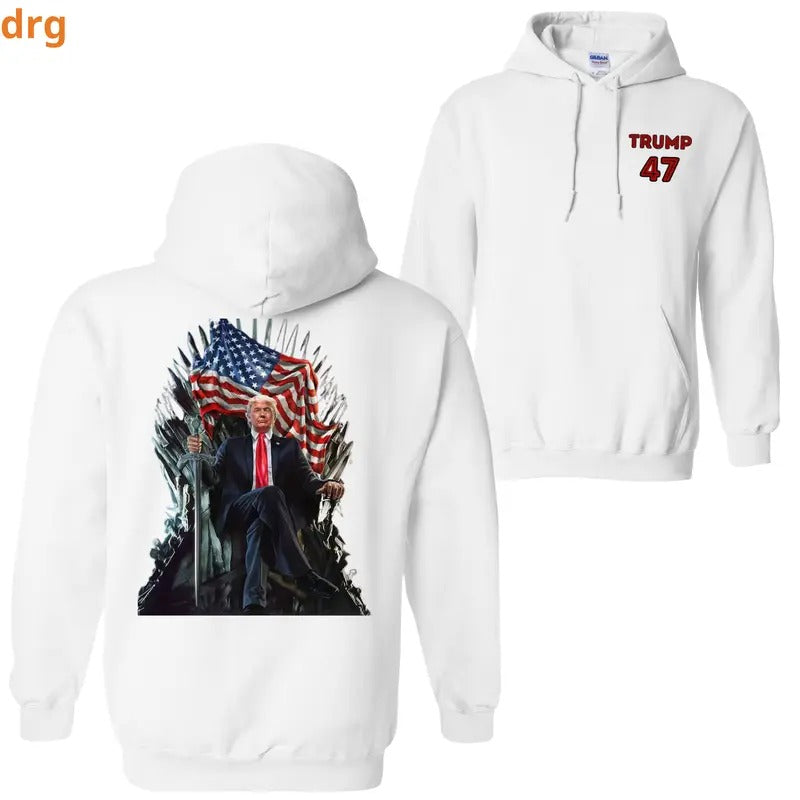 DRG Trummp 47 Iron Throne Patriotic Supporters - Adult & Kids T-Shirts, Sweatshirts & Hoodies apparel design preview 1