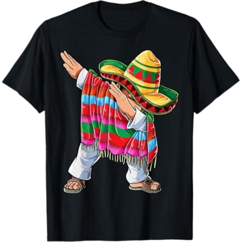 Dabbing Mexican Poncho Cinco De Mayo Short Sleeve - Adult & Kids T-Shirts, Sweatshirts & Hoodies apparel design preview 1