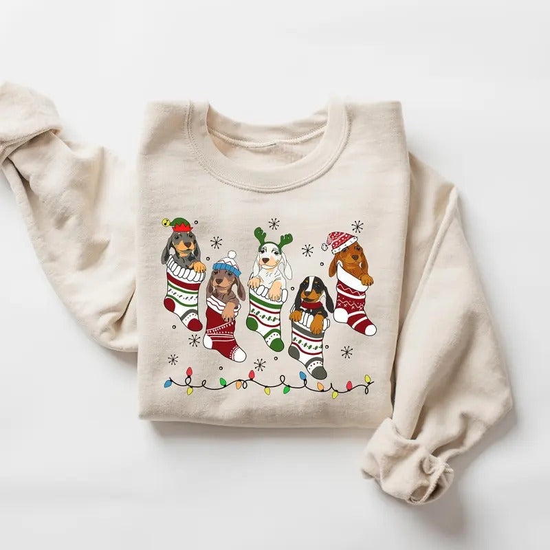 Dachshund Xmas Dog Lover New Year Classic Collar - Adult & Kids T-Shirts, Sweatshirts & Hoodies apparel design preview 1