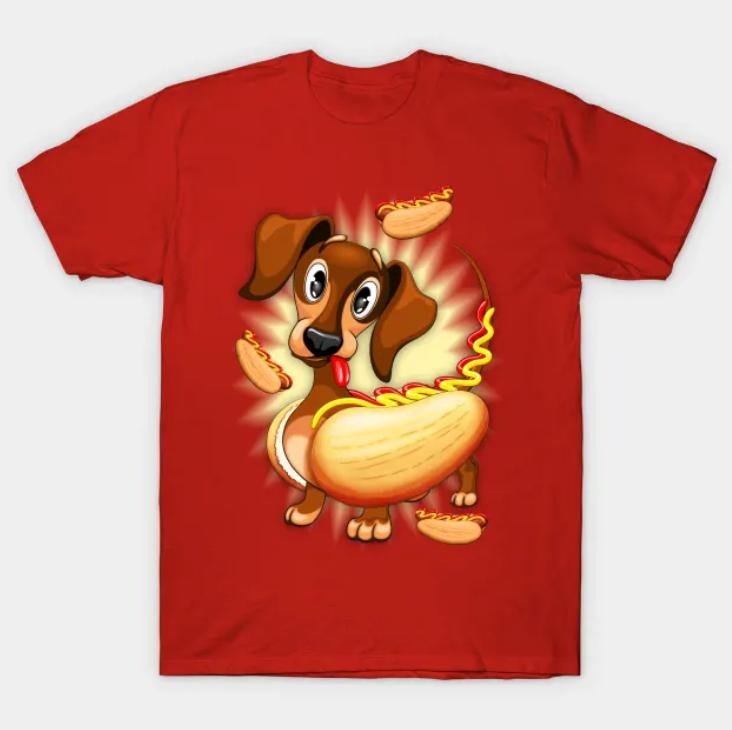 Dachshund Hot Dog Cute Funny Character Animals - Adult & Kids T-Shirts, Sweatshirts & Hoodies apparel design preview 1