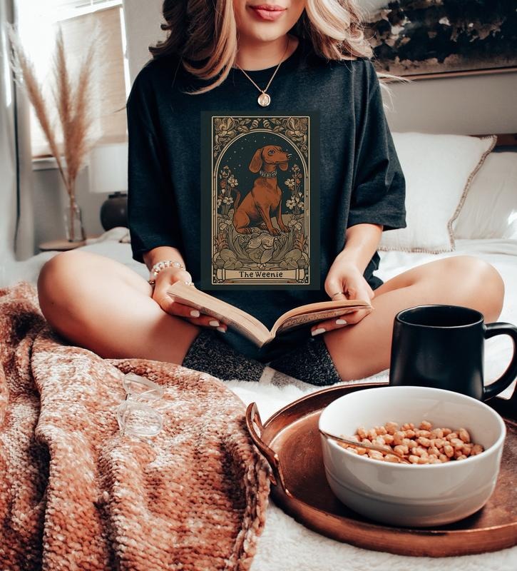 Dachshund Doxie Weiner Dog Weenie Mom Tarot Card - Adult & Kids T-Shirts, Sweatshirts & Hoodies apparel design preview 1