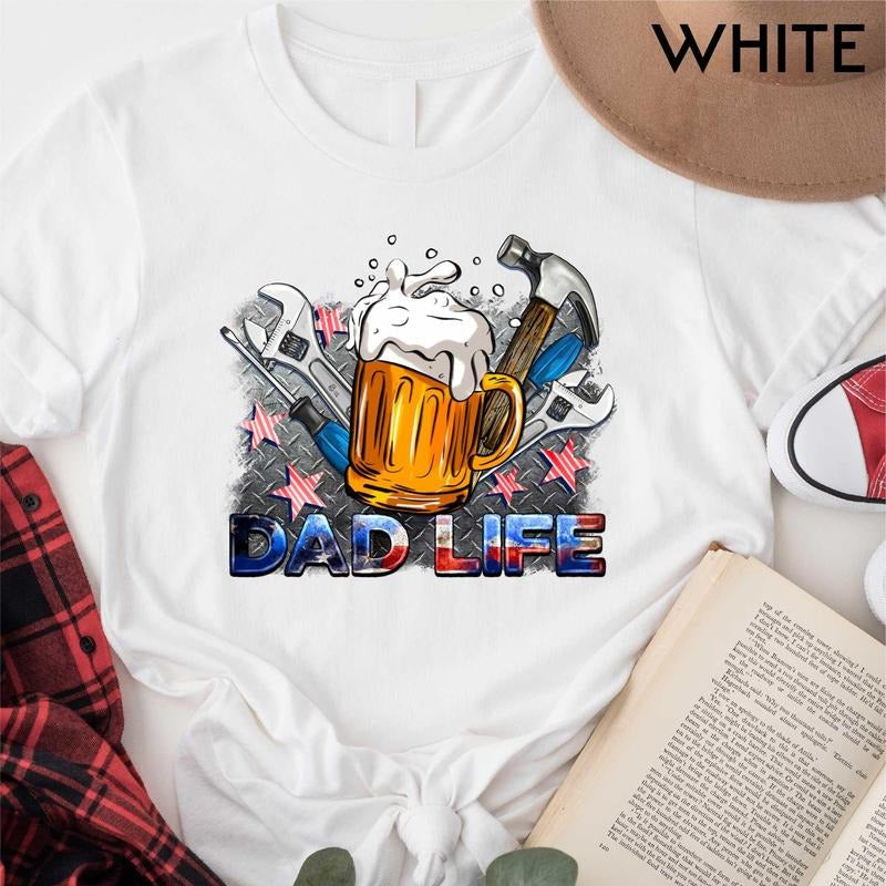 Dad Life American Flag Beer Usa Lover - Adult & Kids T-Shirts, Sweatshirts & Hoodies apparel design preview 1