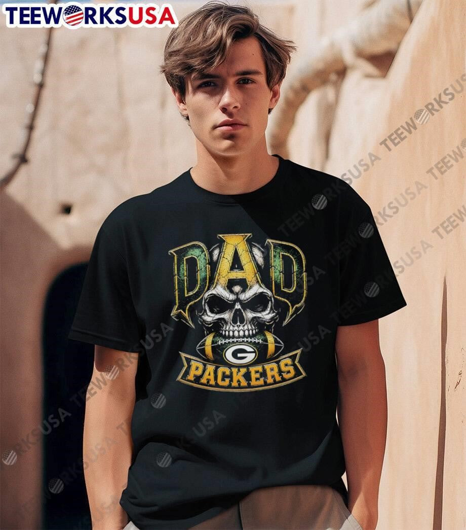 Dad Skull Football Green Bay Packers - Adult & Kids T-Shirts, Sweatshirts & Hoodies apparel design preview 1