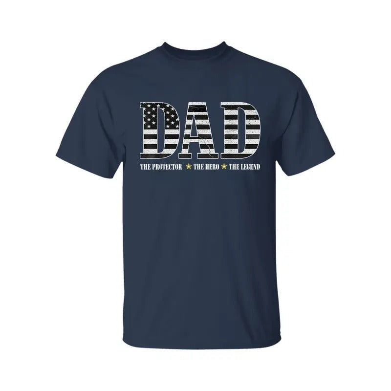 Dad Protector Hero Legend American Flag Cross 2025 - Adult & Kids T-Shirts, Sweatshirts & Hoodies apparel design preview 1