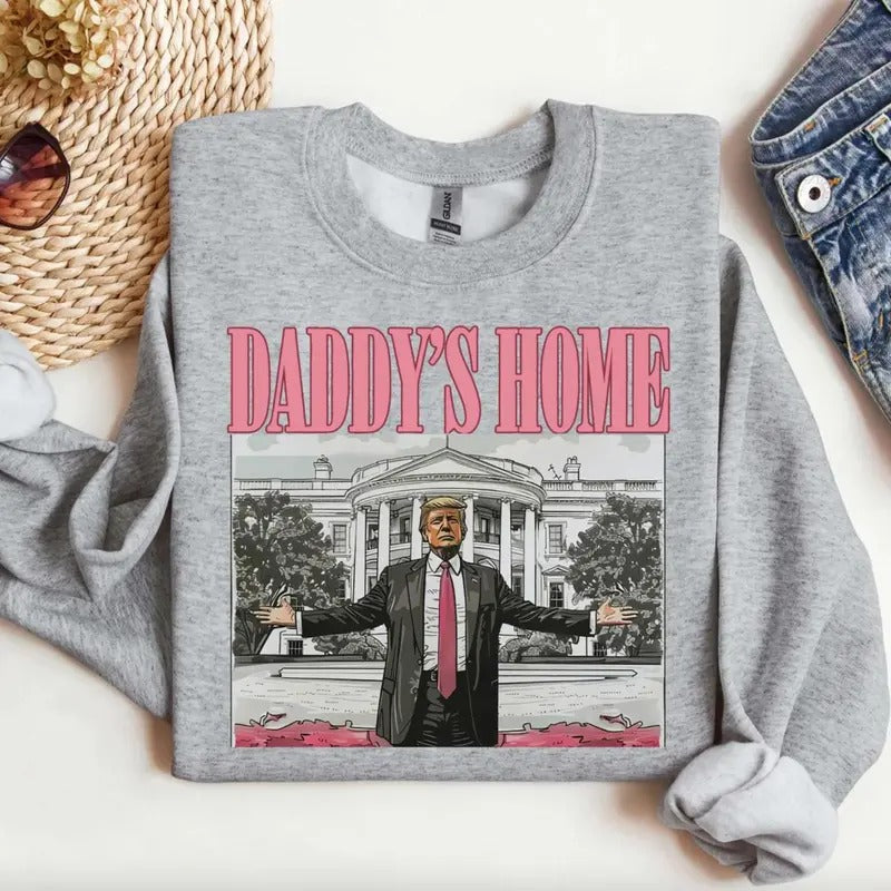 Daddy'S Home Retro Xmas Cotton Womenswear Tops - Adult & Kids T-Shirts, Sweatshirts & Hoodies apparel design preview 1
