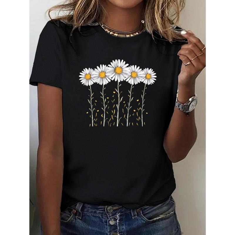 Daisy Floral Print Round Neck Casual Short Sleeve - Adult & Kids T-Shirts, Sweatshirts & Hoodies apparel design preview 1