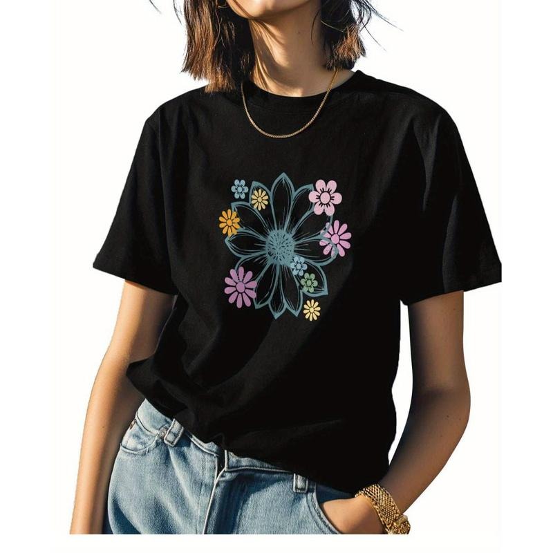Daisy Floral Cotton Round Neck Casual Short Sleeve - Adult & Kids T-Shirts, Sweatshirts & Hoodies apparel design preview 1