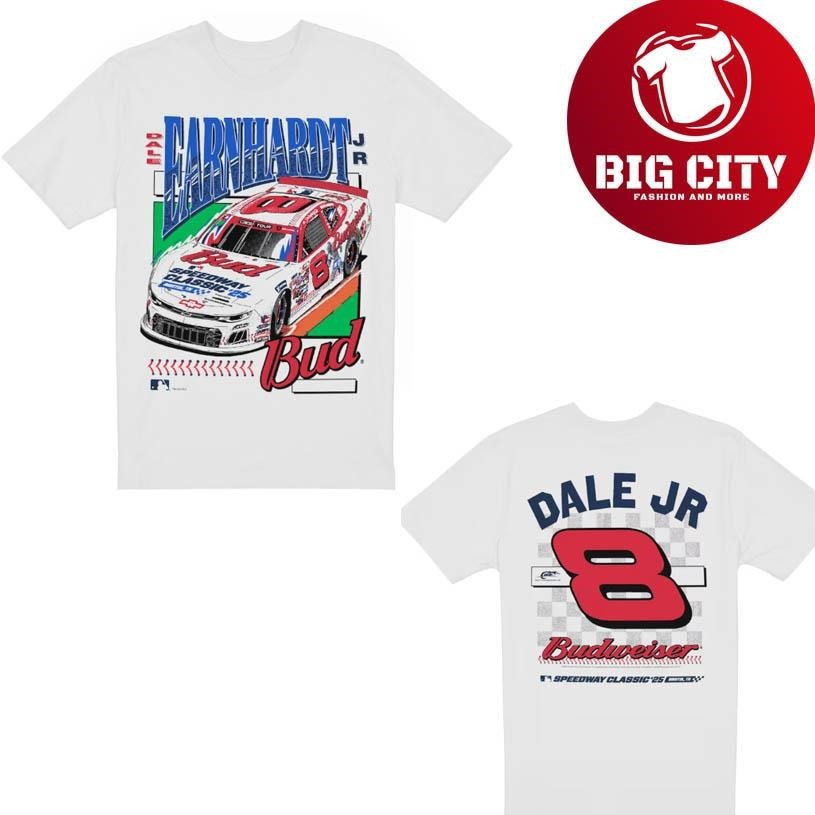 Dale Earnhardt Jr. New Era White Budweiser x MLB 2025 - Adult & Kids T-Shirts, Sweatshirts & Hoodies apparel design preview 1