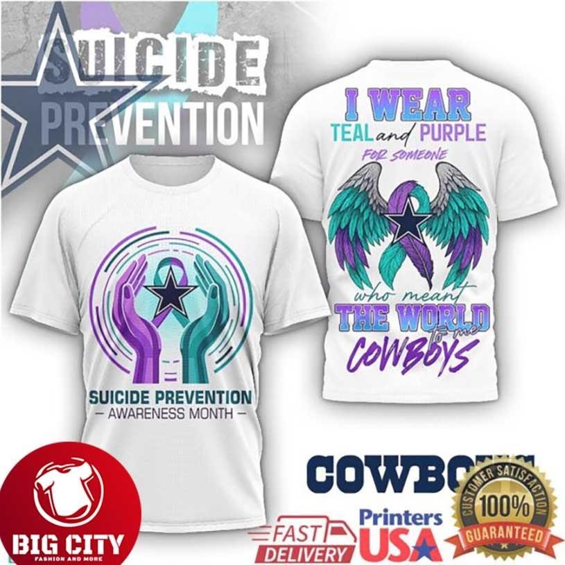 Dallas Cowboys Suicide Prevention Awareness Teal and - Adult & Kids T-Shirts, Sweatshirts & Hoodies apparel design preview 1