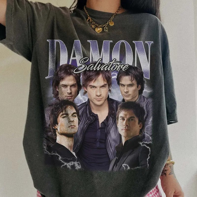 Damon Salvatore Fan Vampire Diaries TVD Ian - Adult & Kids T-Shirts, Sweatshirts & Hoodies apparel design preview 1