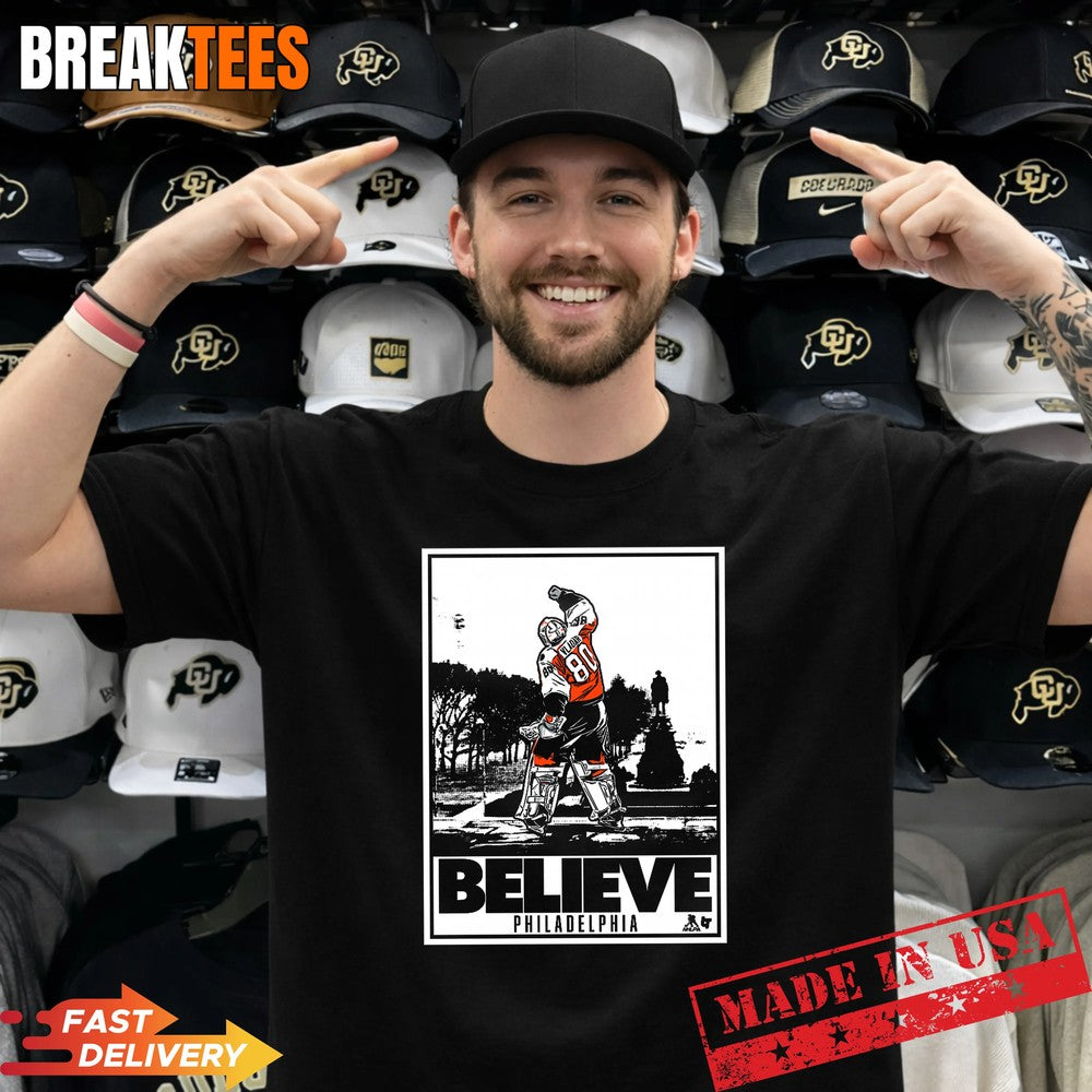 Dan Vladar Believe Poster Philadelphia Hockey - Adult & Kids T-Shirts, Sweatshirts & Hoodies apparel design preview 1