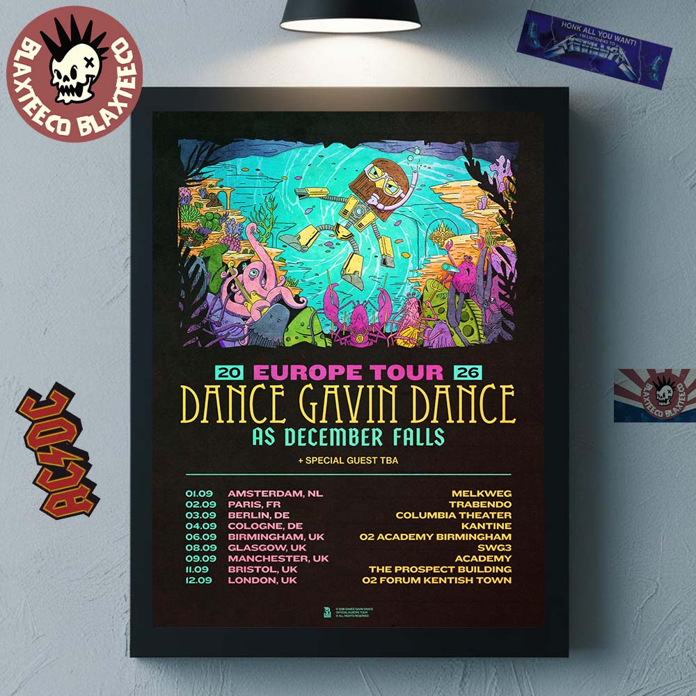 Dance Gavin As December Falls 2026 UK And EU Tour - Adult & Kids T-Shirts, Sweatshirts & Hoodies apparel design preview 1