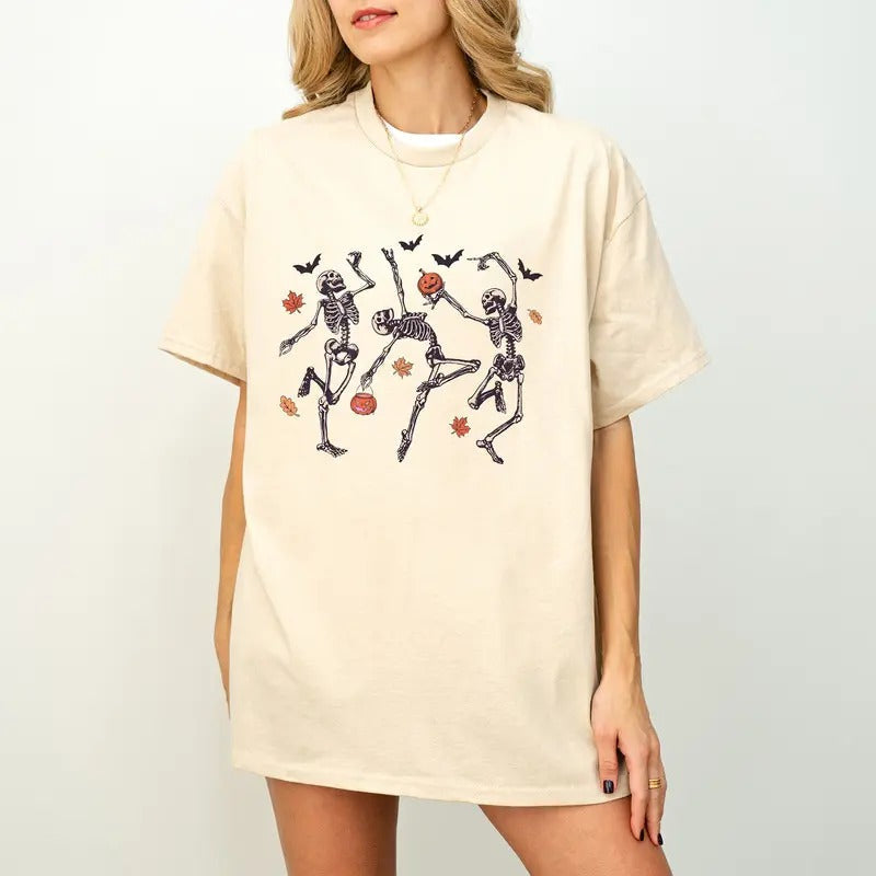 Dancing Skeleton Fall Halloween Pumpkin Skelton - Adult & Kids T-Shirts, Sweatshirts & Hoodies apparel design preview 1