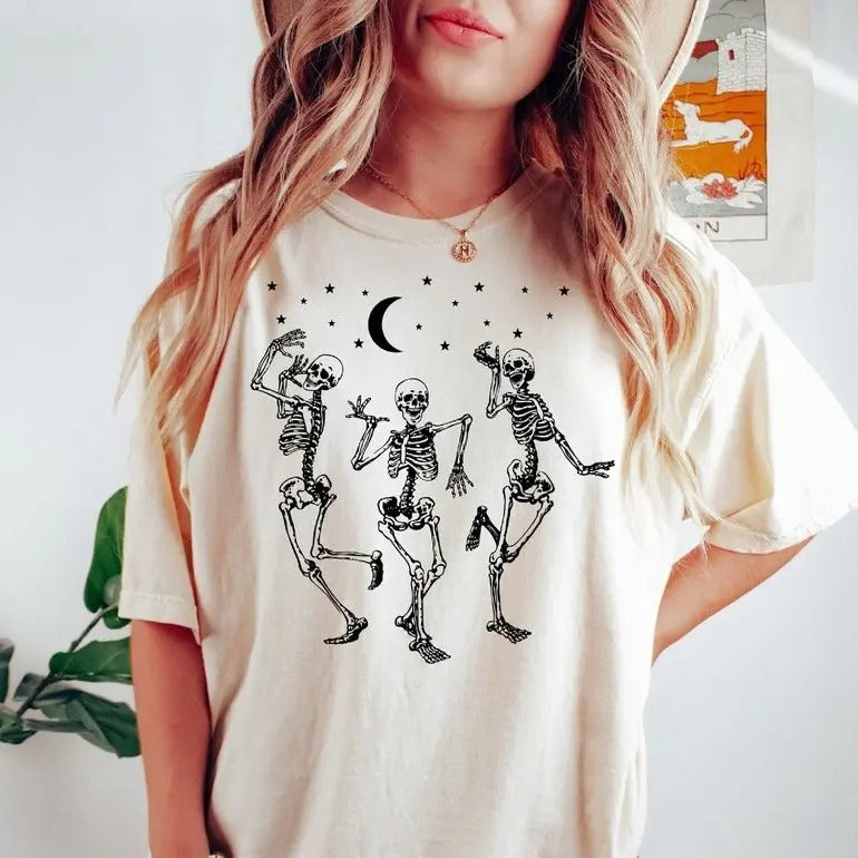 Dancing Skeleton Halloween Skull Fall Top Womenswear - Adult & Kids T-Shirts, Sweatshirts & Hoodies apparel design preview 1