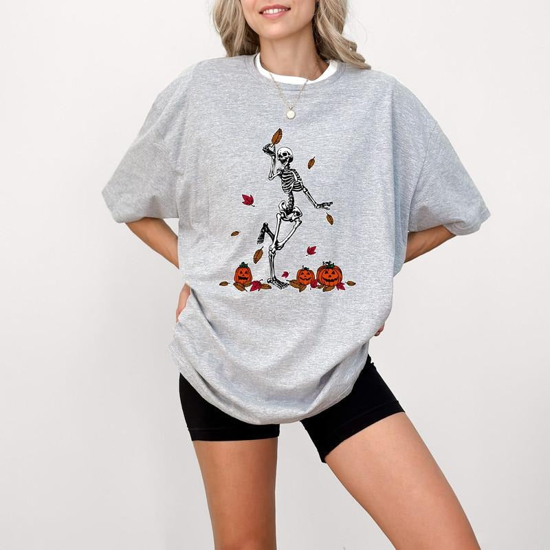 Dancing Skeleton Pumpkin Fall Halloween Party Spooky - Adult & Kids T-Shirts, Sweatshirts & Hoodies apparel design preview 1