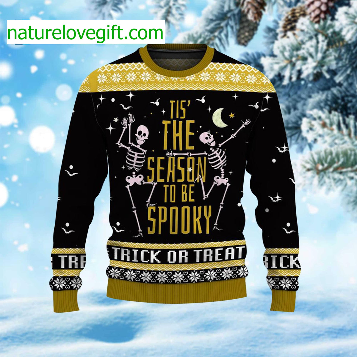 Dancing Skeleton Tis’ The Season To Be Spooky Ugly Christmas Sweater - Holiday Gift product image