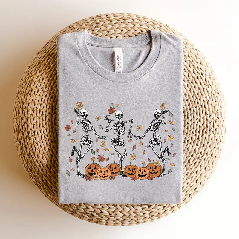 Dancing Skeleton Pumpkin Fall Halloween Party Spooky - Adult & Kids T-Shirts, Sweatshirts & Hoodies apparel design preview 1