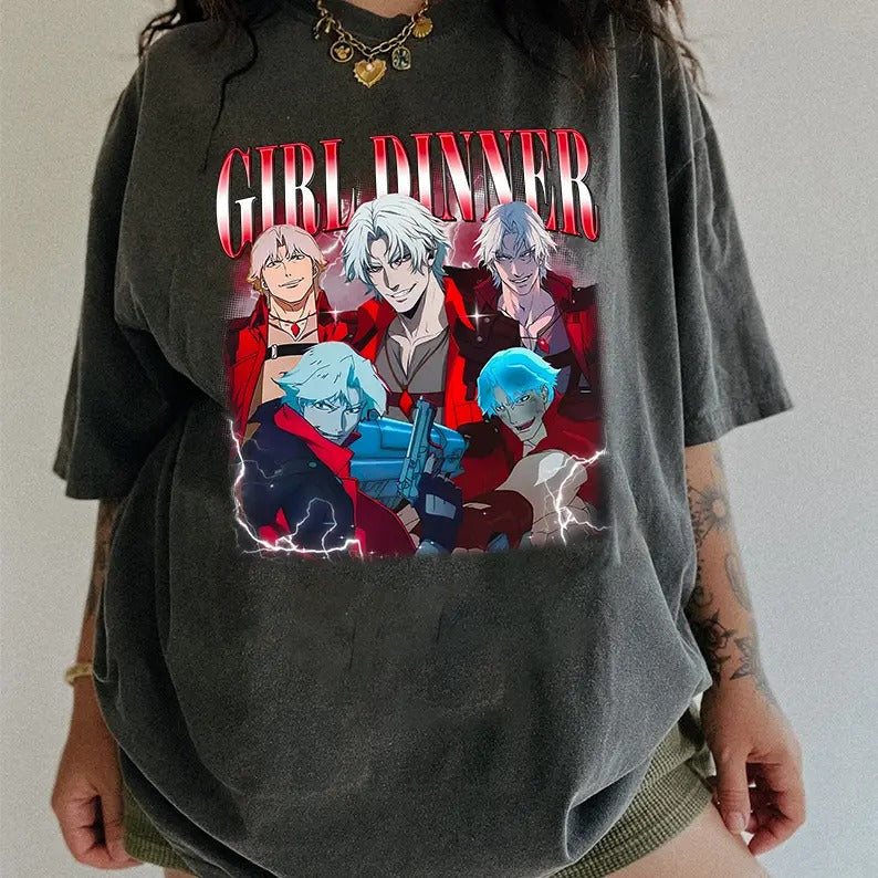 Dante Sparda Girl Dinner Comfort Colors Fan Game - Adult & Kids T-Shirts, Sweatshirts & Hoodies apparel design preview 1