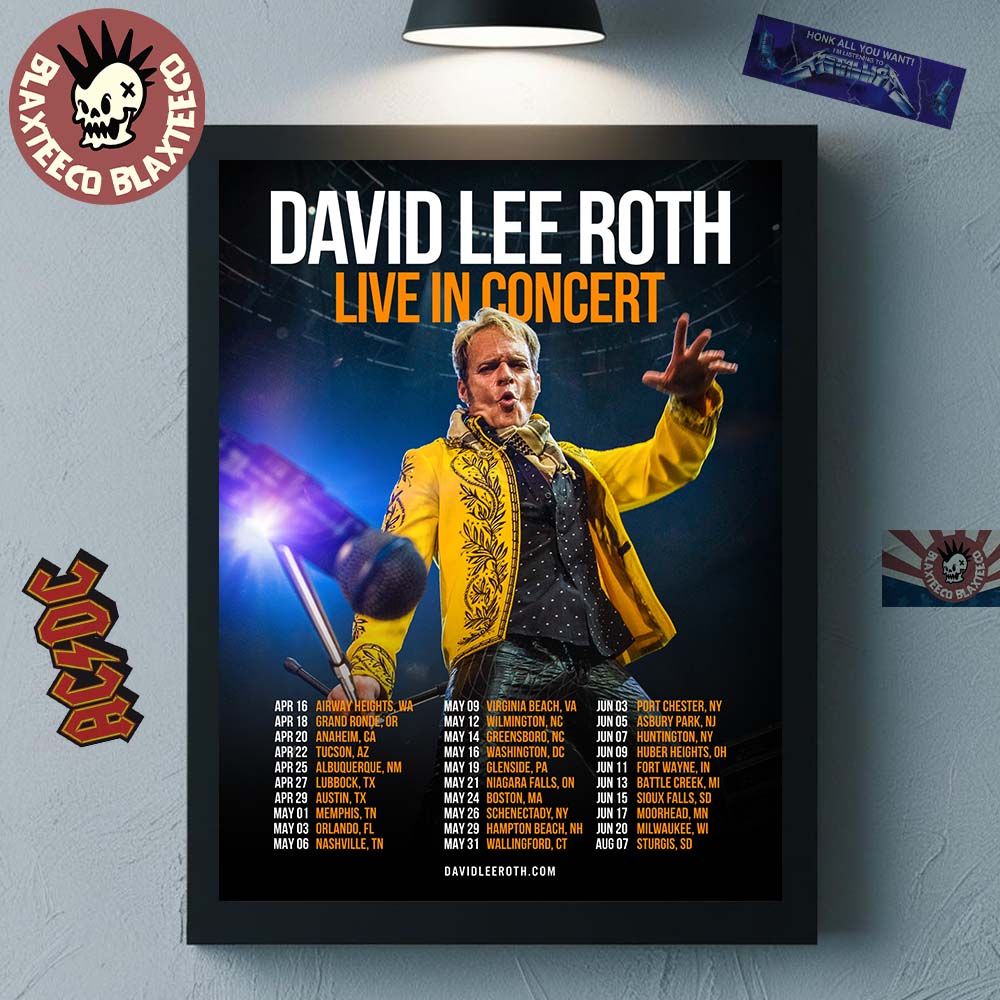David Lee Roth Live In Concert 2026 Norrth America - Adult & Kids T-Shirts, Sweatshirts & Hoodies apparel design preview 1