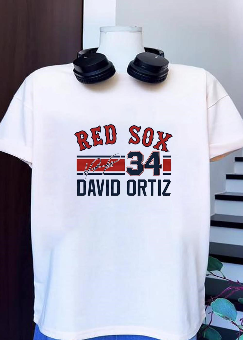David Ortiz Signed 34 Red Sox - Adult & Kids T-Shirts, Sweatshirts & Hoodies apparel design preview 1