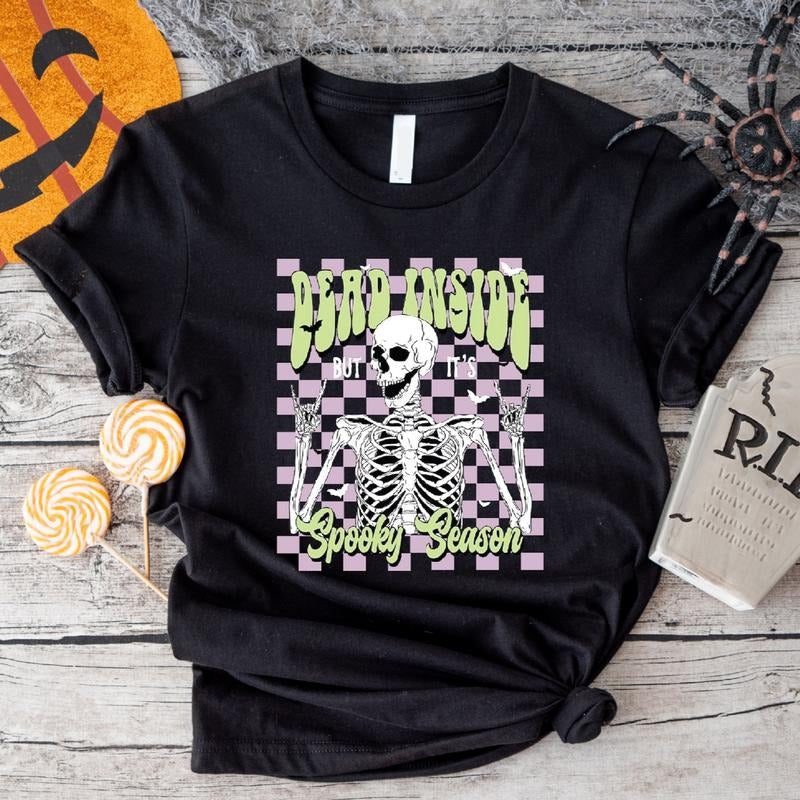 Dead Inside But 'S Spooky Season Halloween Party - Adult & Kids T-Shirts, Sweatshirts & Hoodies apparel design preview 1