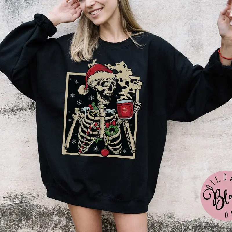 Dead Inside Skeleton Coffee Lover Sarcastic Merry - Adult & Kids T-Shirts, Sweatshirts & Hoodies apparel design preview 1