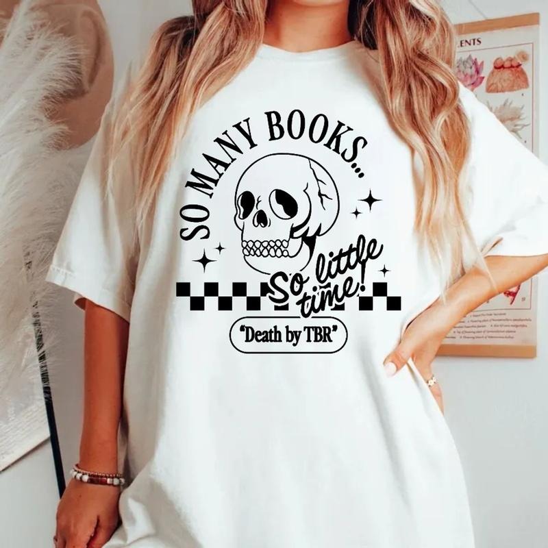 Death Tbr Booktok Retro Bookish Literary Skeleton Alt - Adult & Kids T-Shirts, Sweatshirts & Hoodies apparel design preview 1