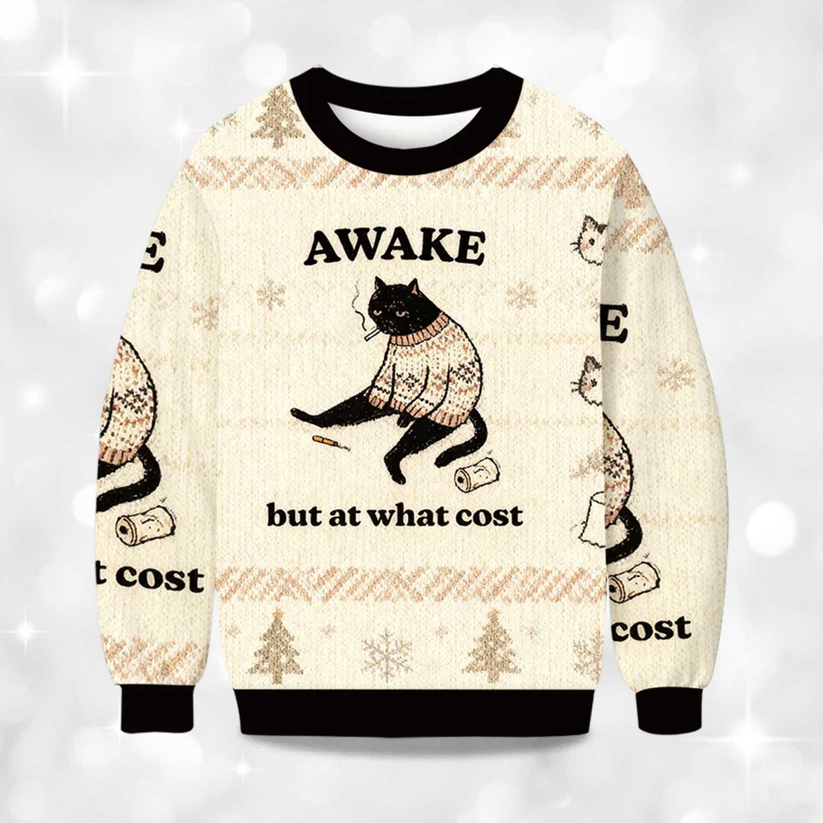 Decadent Smoking Cat Ugly Christmas Sweater - Holiday Gift product image 4