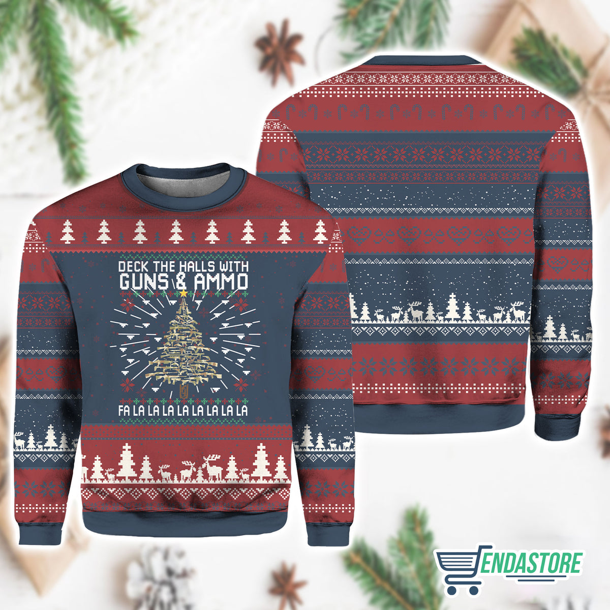 Deck The Halls With Guns And Ammo 3D Ugly Christmas Sweater - Holiday Gift product image