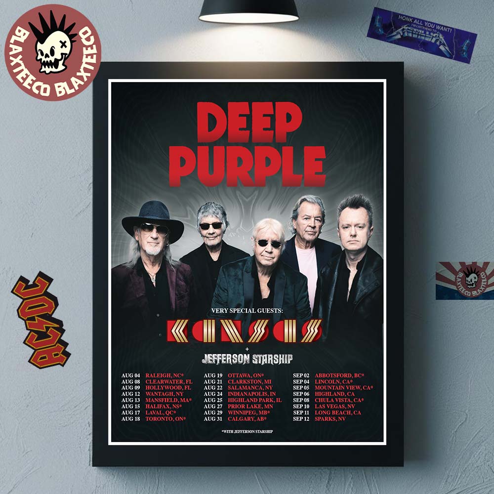 Deep Purple Summer North America Tour 2026 Schedule - Adult & Kids T-Shirts, Sweatshirts & Hoodies apparel design preview 1