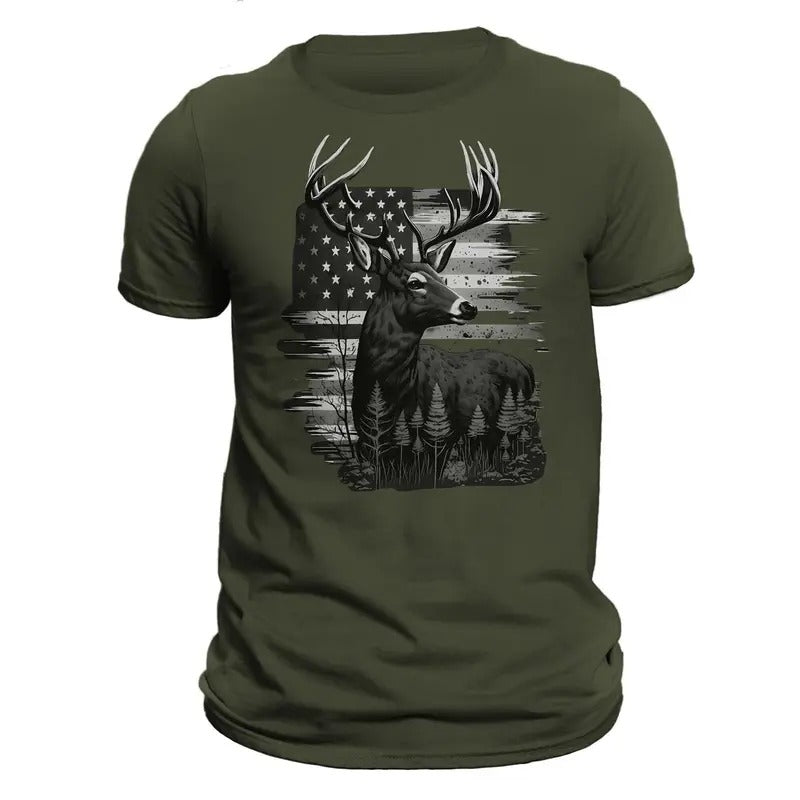 Deer Hunter American Hunting Flag Casual Classic - Adult & Kids T-Shirts, Sweatshirts & Hoodies apparel design preview 1