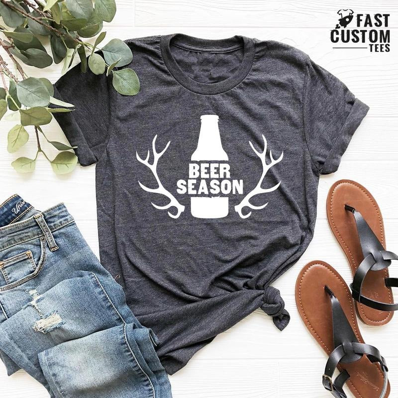 Deer Hunting Beer Season Antlers Funny Drinking - Adult & Kids T-Shirts, Sweatshirts & Hoodies apparel design preview 1