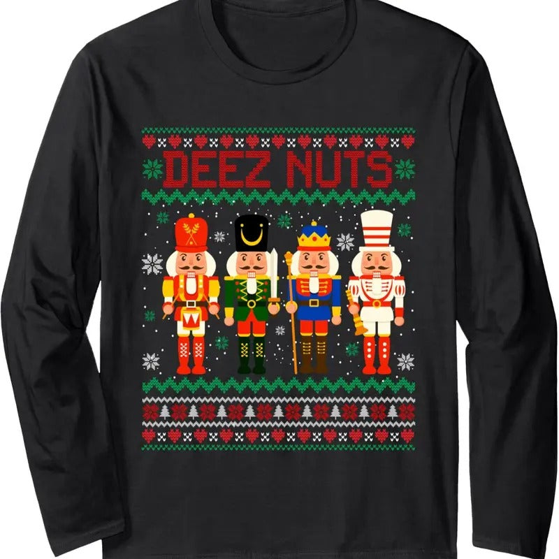 Deez Nuts Nutcracker Ugly Funny Xmas - Adult & Kids T-Shirts, Sweatshirts & Hoodies apparel design preview 1