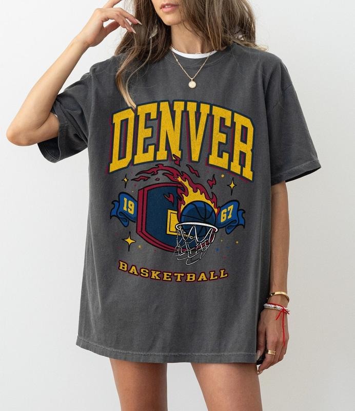 Denver Basketball Vintage Retro - Adult & Kids T-Shirts, Sweatshirts & Hoodies apparel design preview 1
