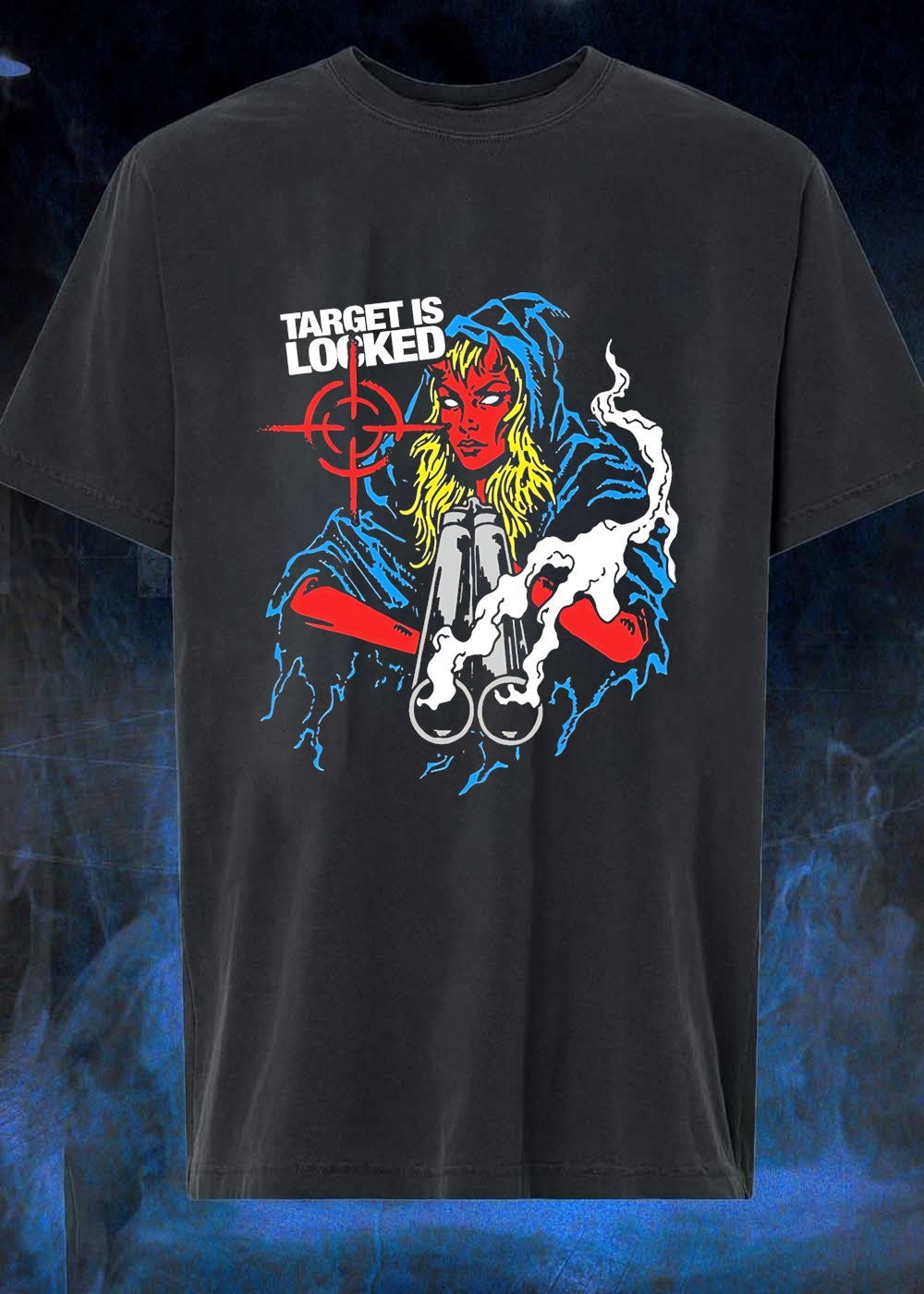 Department Devil Woman Aiming Shotgun Target Is - Adult & Kids T-Shirts, Sweatshirts & Hoodies apparel design preview 1